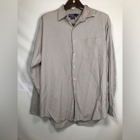 Polo Ralph Lauren Marlowe Mens Brown Long Sleeve Button Dress Shirt size XL - Picture 1 of 5